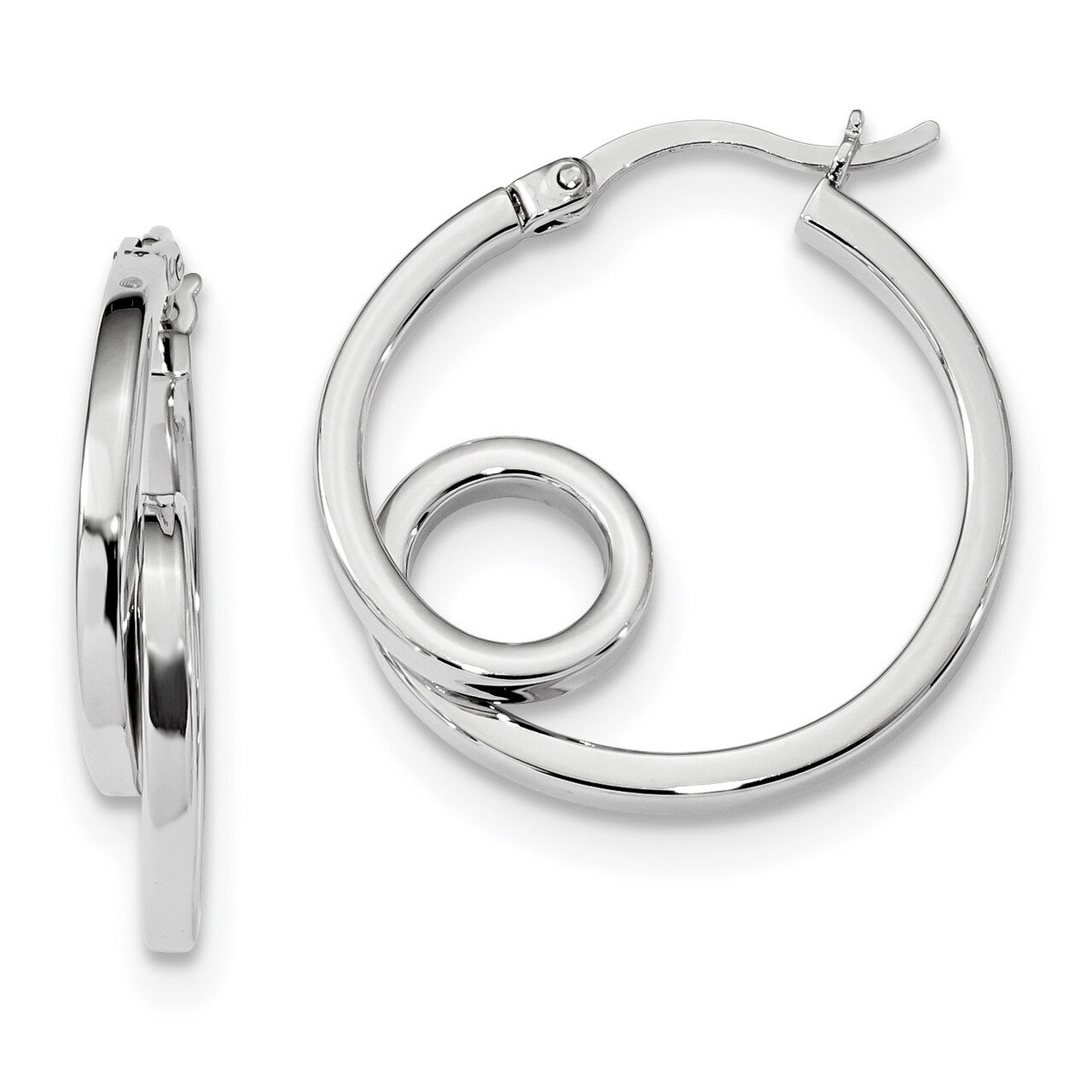 Hoop Earrings Sterling Silver Rhodium Plated Polished QE13173, MPN: QE13173, 191101233906