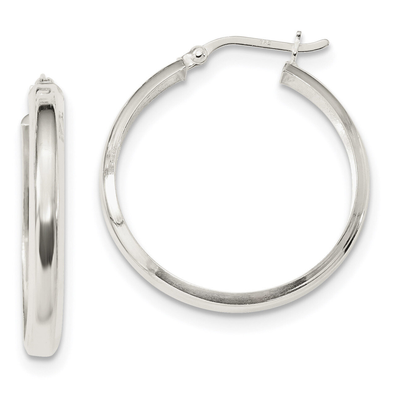 Beveled Edge Hoop Earrings Sterling Silver Polished QE13182, MPN: QE13182, 191101234385