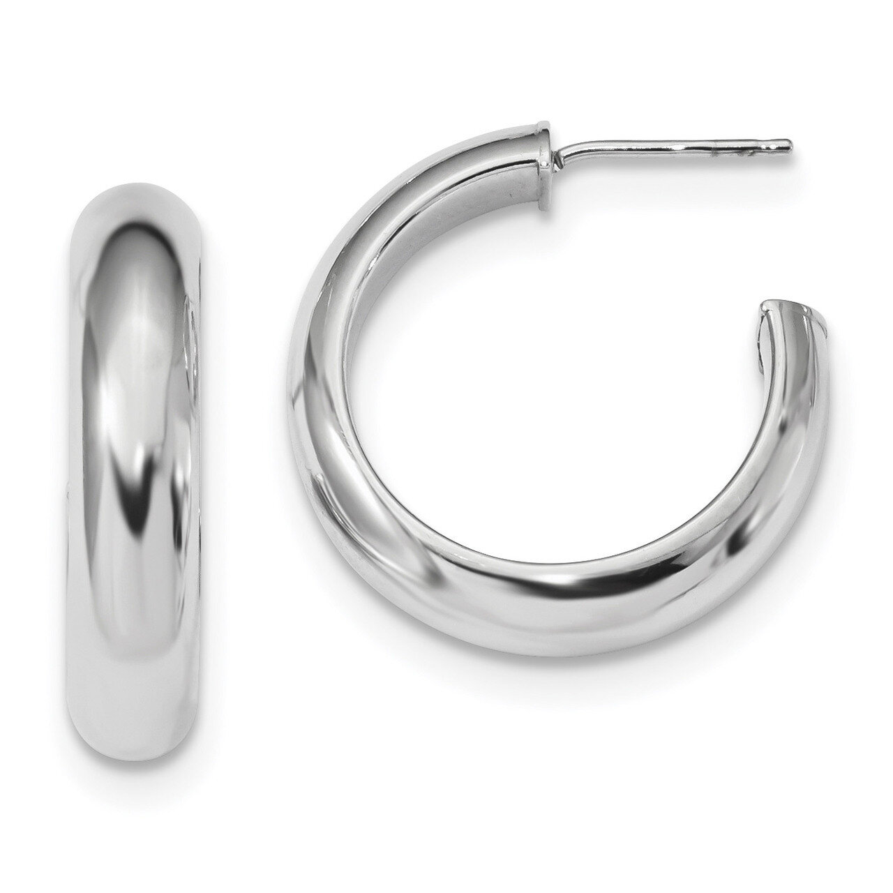 Post Hoop Earringss Sterling Silver Rhodium-plated Polished QE13208, MPN: QE13208, 191101232756