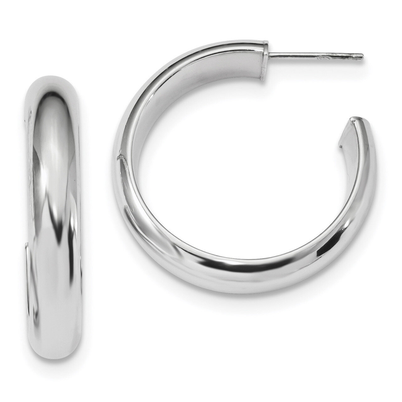 Post Hoop Earringss Sterling Silver Rhodium-plated Polished QE13209