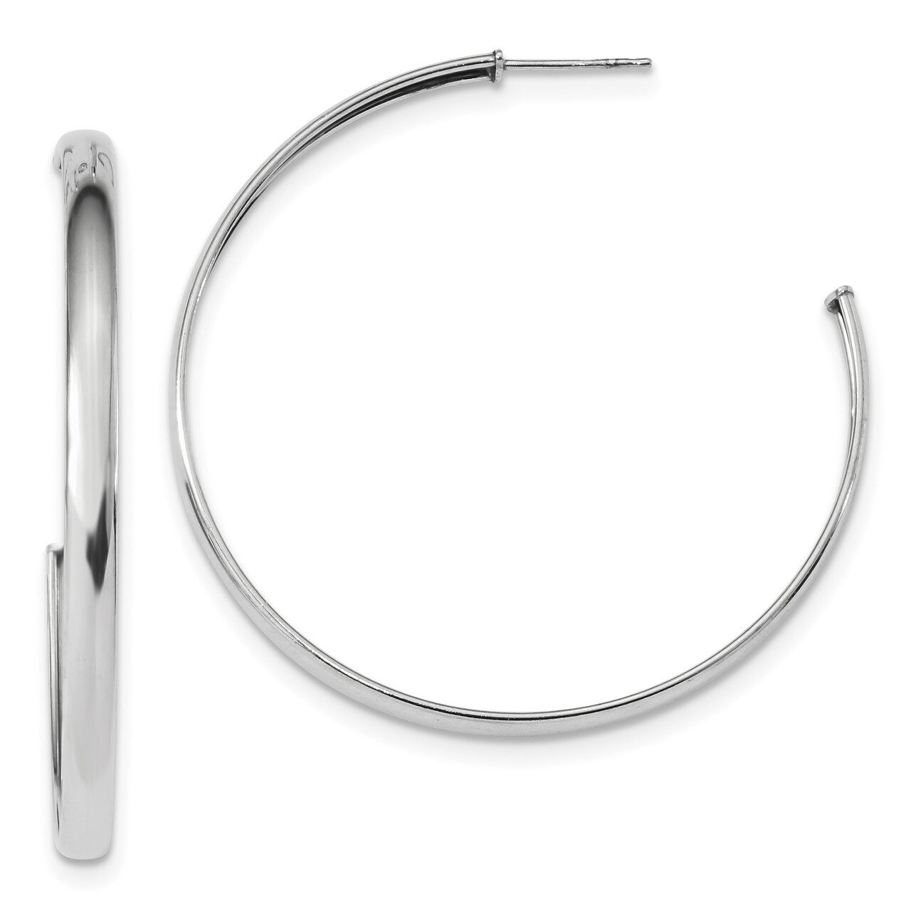 Post Hoop Earringss Sterling Silver Rhodium-plated Polished QE13215, MPN: QE13215, 191101234514