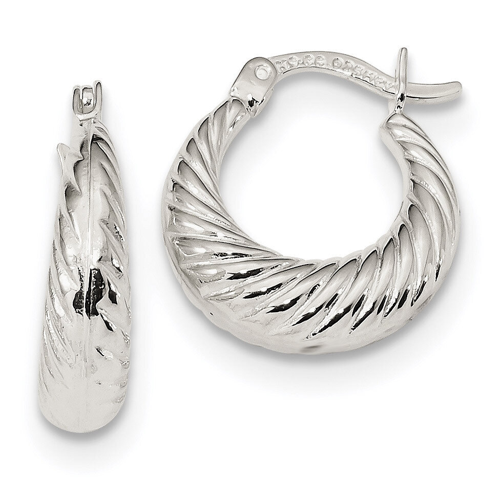 Textured Hoop Earrings Sterling Silver QE13225, MPN: QE13225, 191101236273