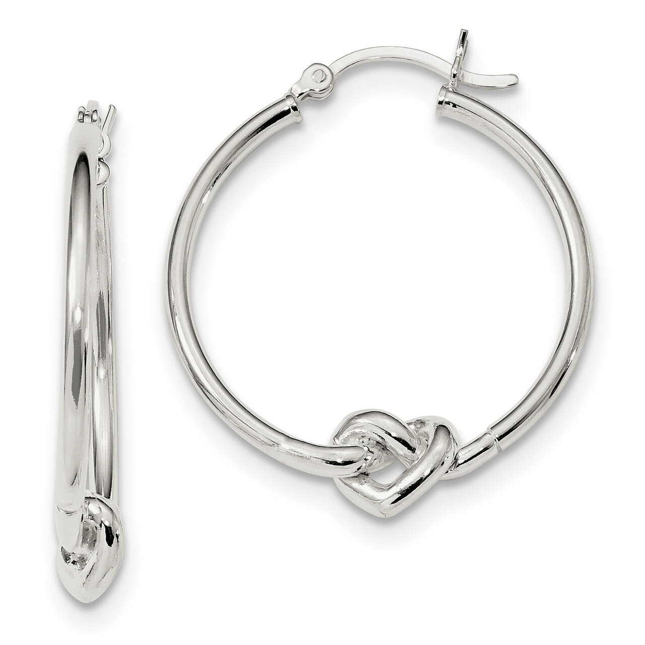 Heart Knot Hoop Earrings Sterling Silver Polished QE13240