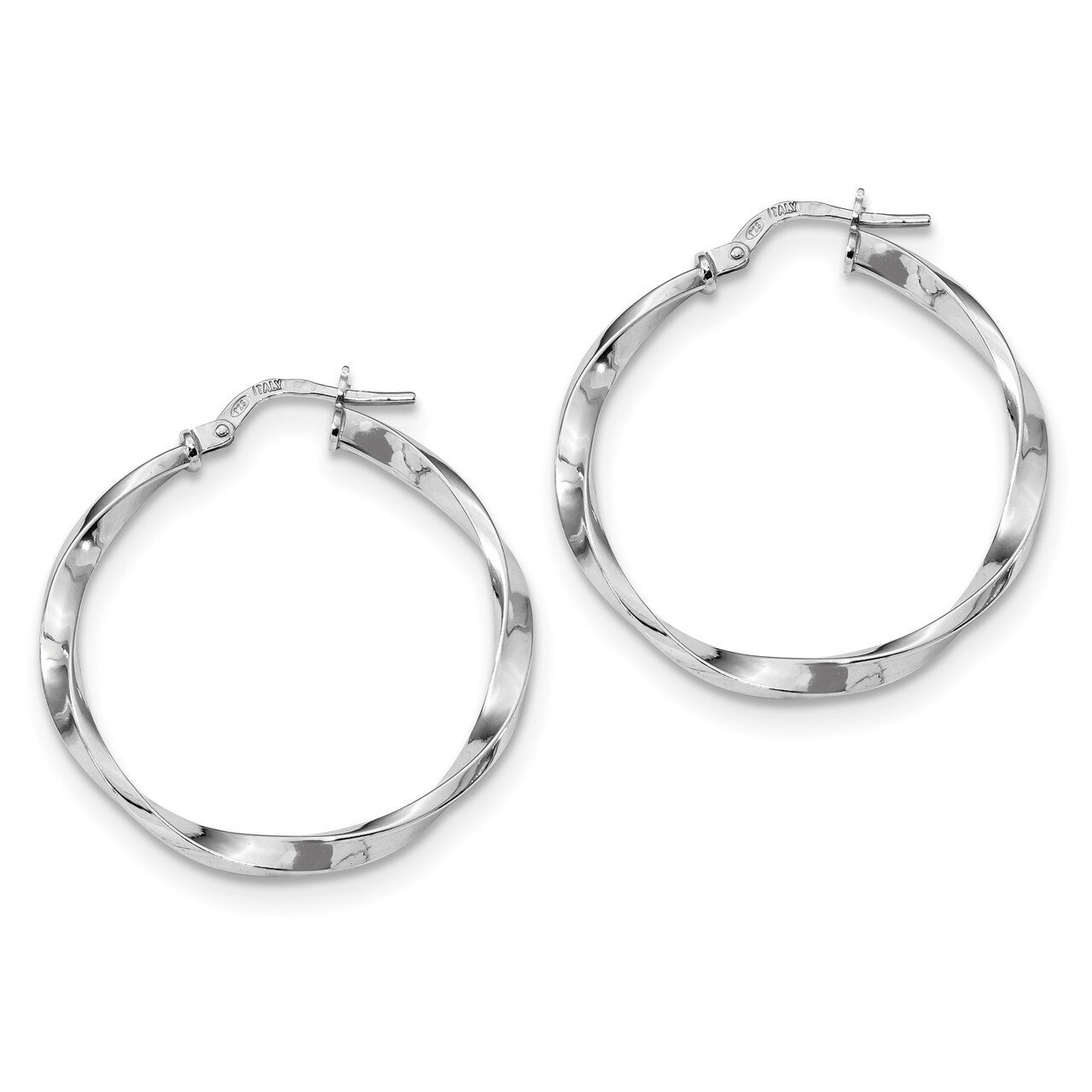 Twisted Hoops Earrings Sterling Silver Rhodium-plated Polished QE13269, MPN: QE13269, 191101234033