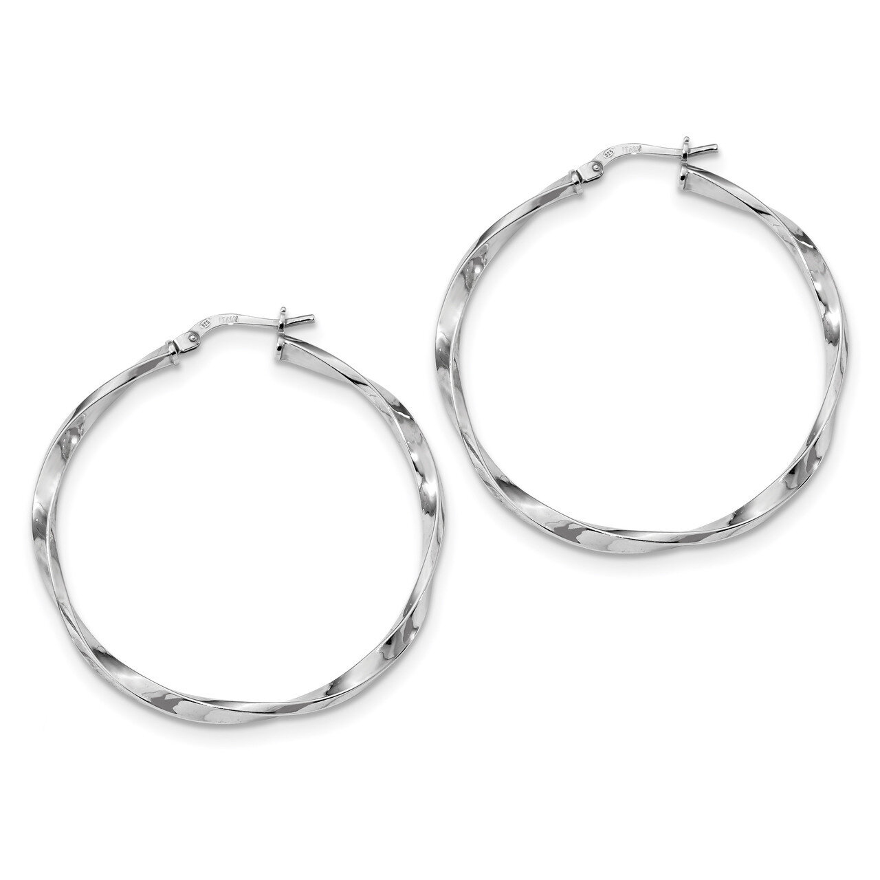 Twisted Hoops Earrings Sterling Silver Rhodium-plated Polished QE13271, MPN: QE13271, 191101234040