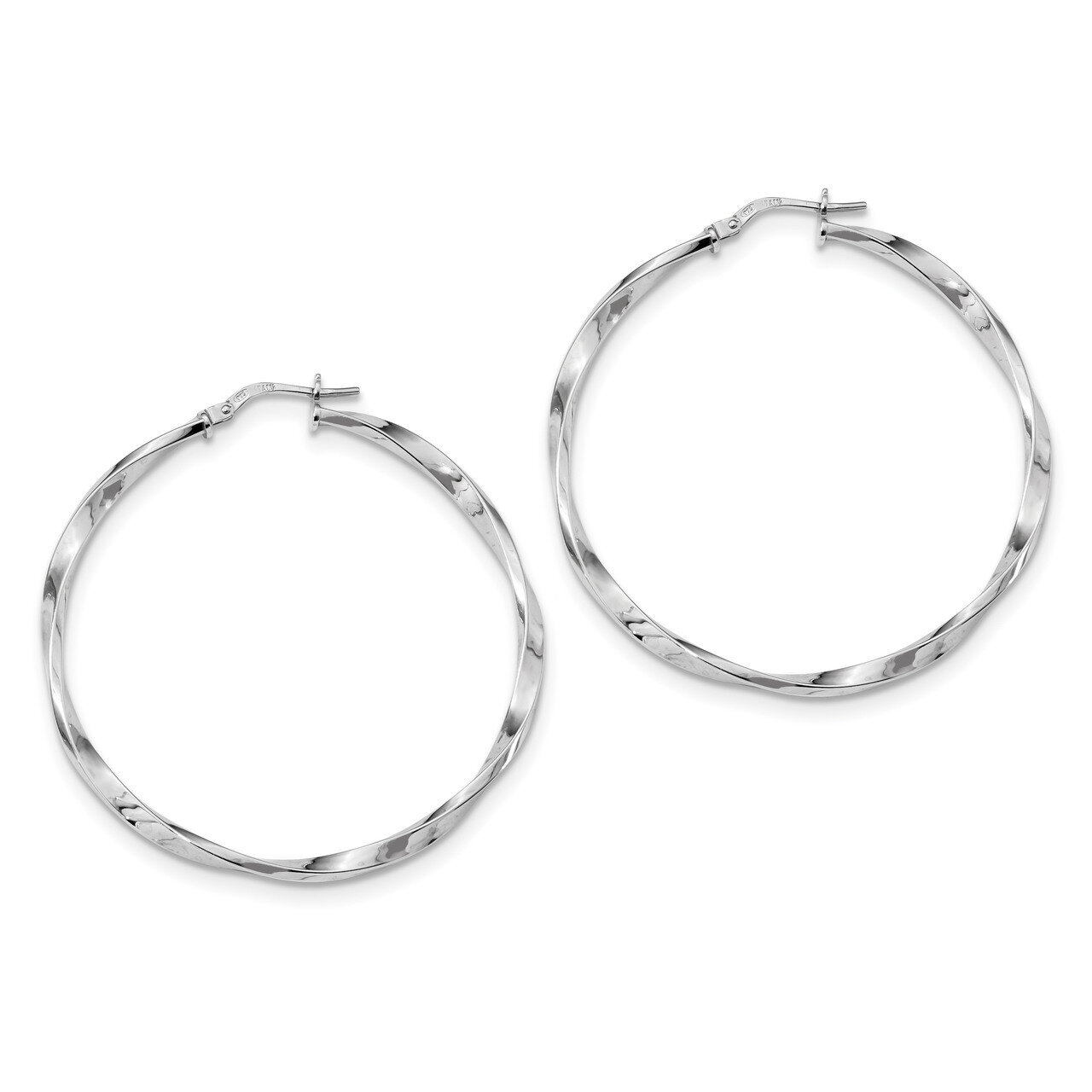 Twisted Hoops Earrings Sterling Silver Rhodium-plated Polished QE13272, MPN: QE13272, 191101234057