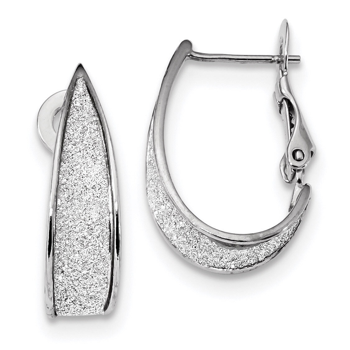 Enamel Glitter Fabric Omega Back Hoop Earring Sterling Silver Rhodium QE13280, MPN: QE13280, 191101…