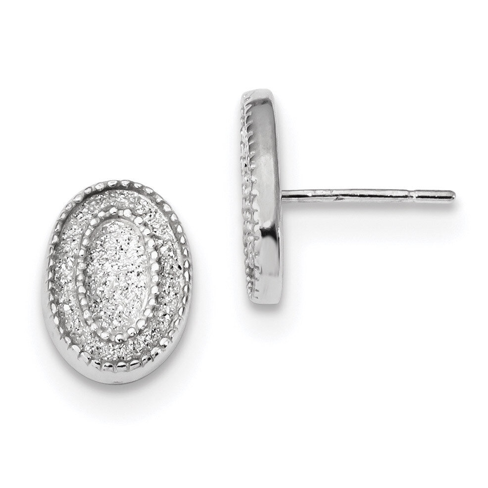 Enamel Glitter Fabric Oval Post Earrings Sterling Silver Rhodium-plated QE13284, MPN: QE13284, 1911…
