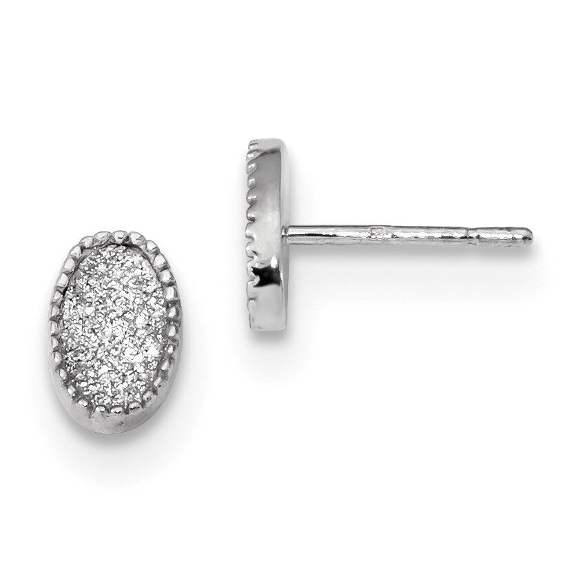 Enamel Glitter Fabric Oval Post Earrings Sterling Silver Rhodium-plated QE13286, MPN: QE13286, 1911…