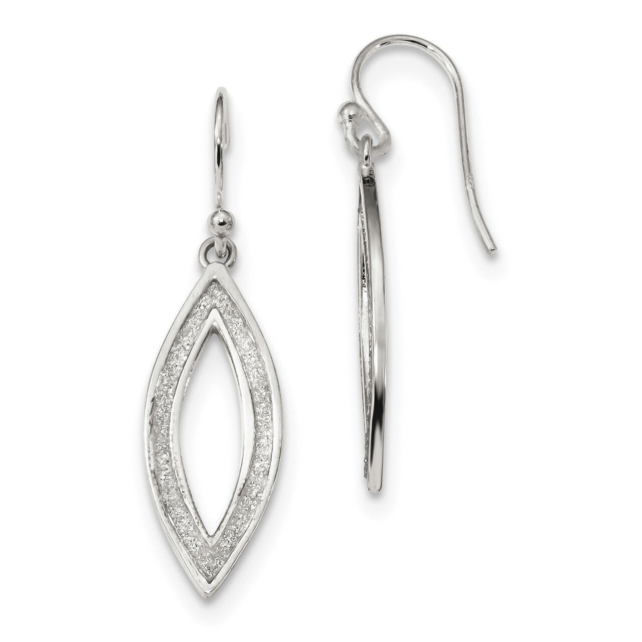 Enamel Glitter Fabric Oval Shepherd Hook Earrings Sterling Silver Polished QE13290, MPN: QE13290, 1…