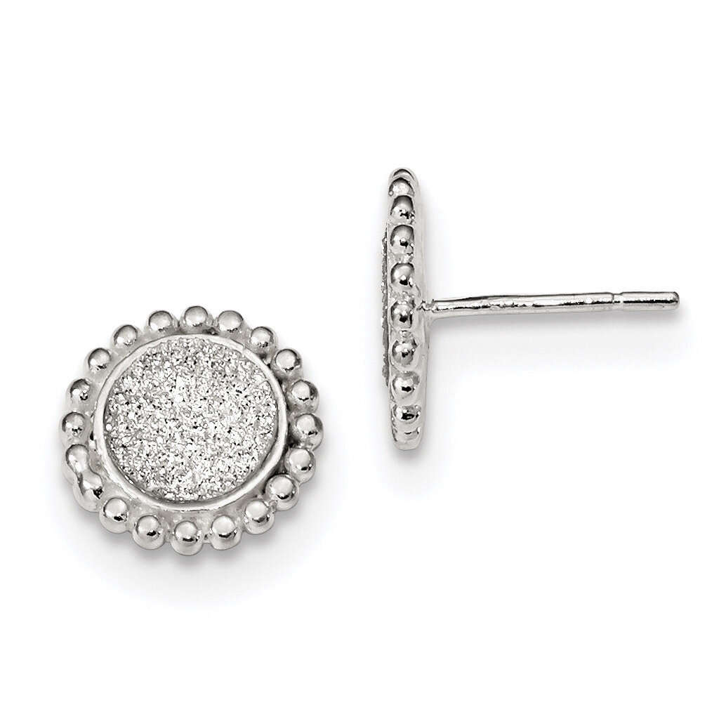 Enamel Glitter Fabric Round Post Earrings Sterling Silver Polished QE13291, MPN: QE13291, 191101235…