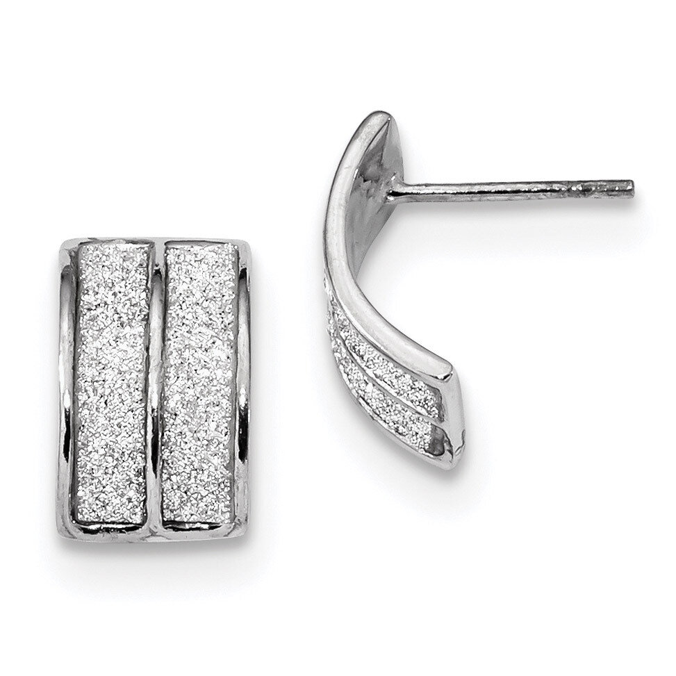 Enamel Glitter Fabric Half Hoop Post Earring Sterling Silver Rhodium-plated QE13294, MPN: QE13294, …