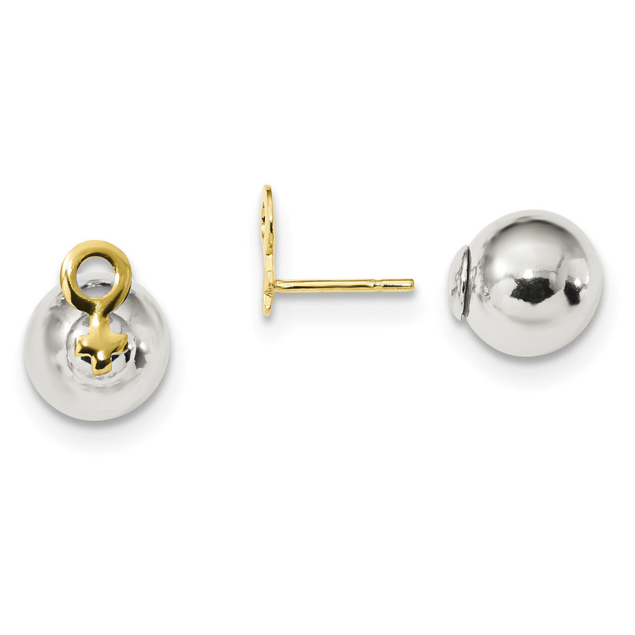 Female Symbol Front Back Post Earrings Sterling Silver Gold-tone QE13318, MPN: QE13318, 191101236105