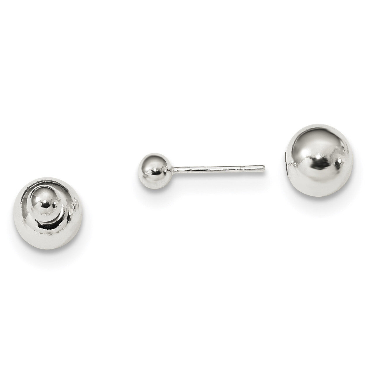 4mm/8mm Ball Front Back Post Earrings Sterling Silver Polished QE13319, MPN: QE13319, 191101233371