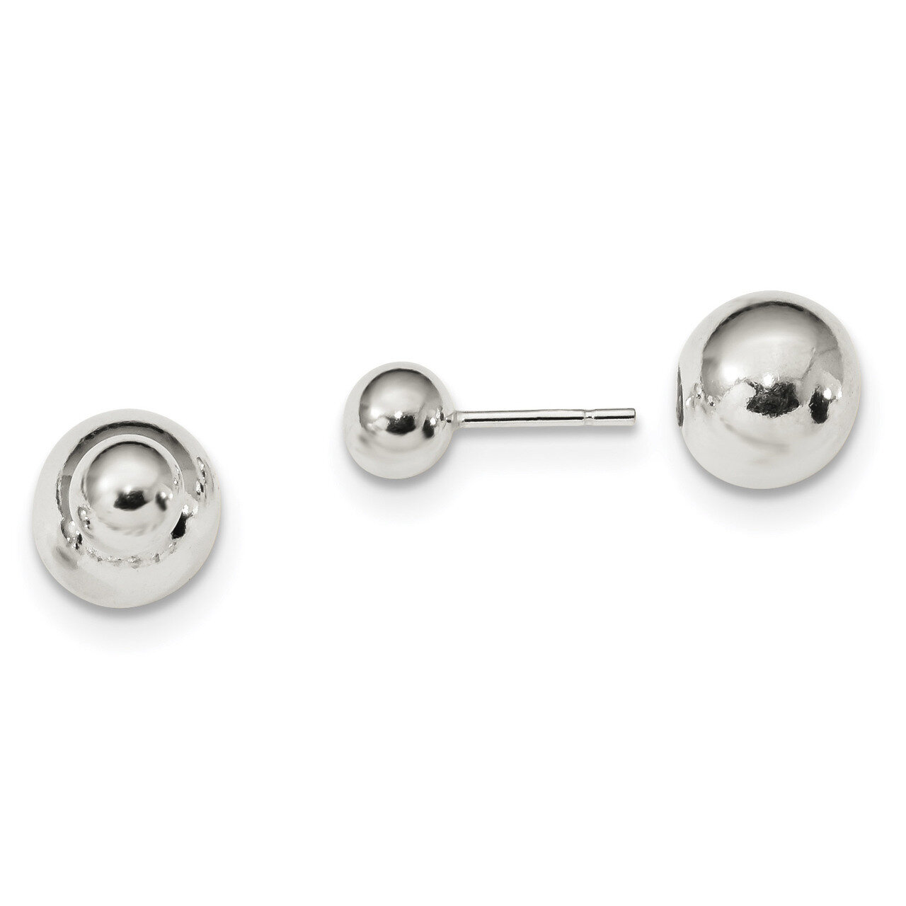 Ball Front Back Post Earrings Sterling Silver Polished QE13321