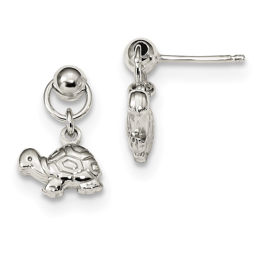 Turtle Dangle Post Earrings Sterling Silver Polished QE13342, MPN: QE13342, 191101234378