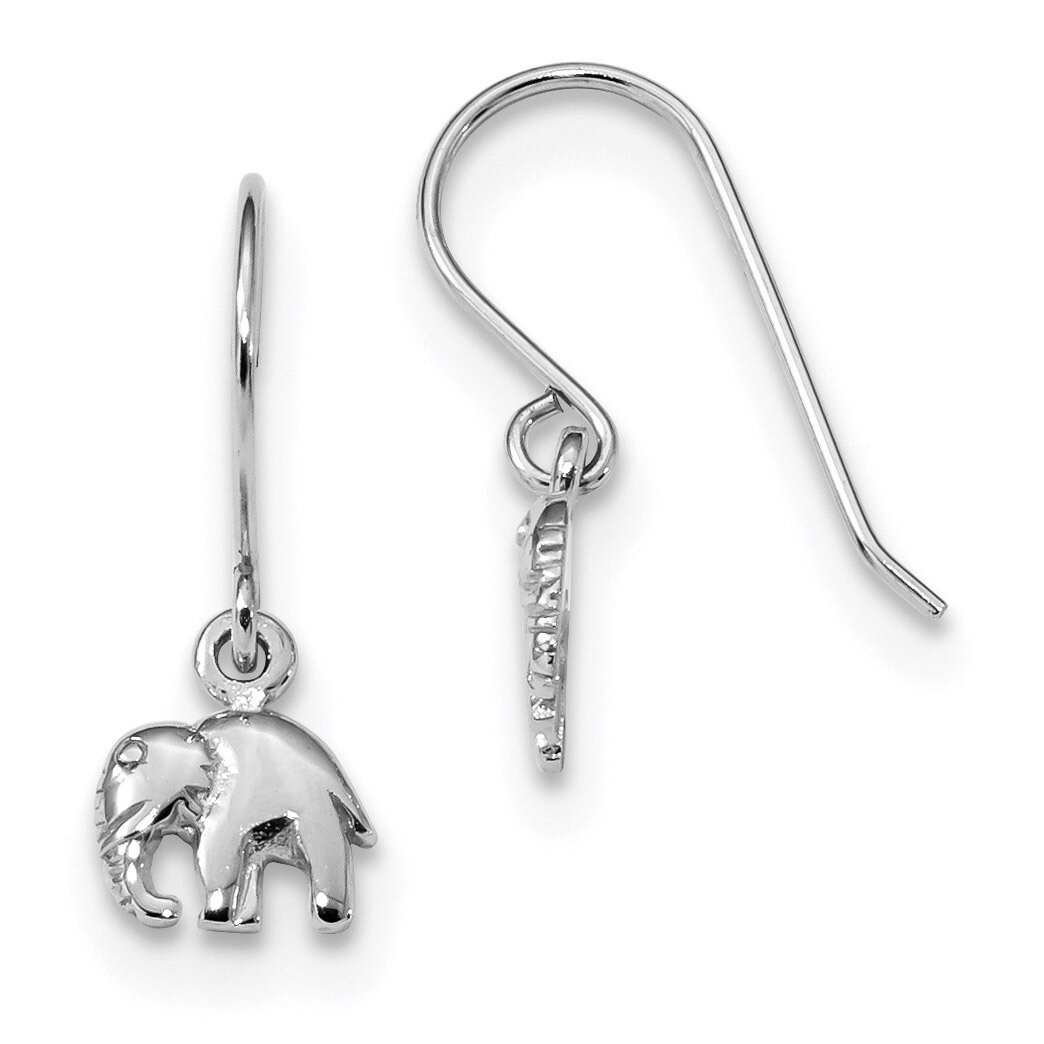 Elephant Dangle Earrings Sterling Silver Rhodium-plated Polished QE13351