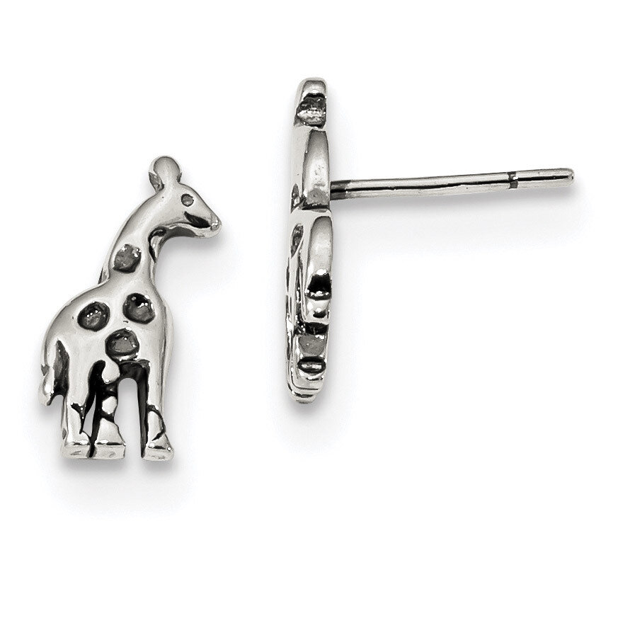 Giraffe Post Earrings Sterling Silver Antiqued QE13353, MPN: QE13353, 191101232428