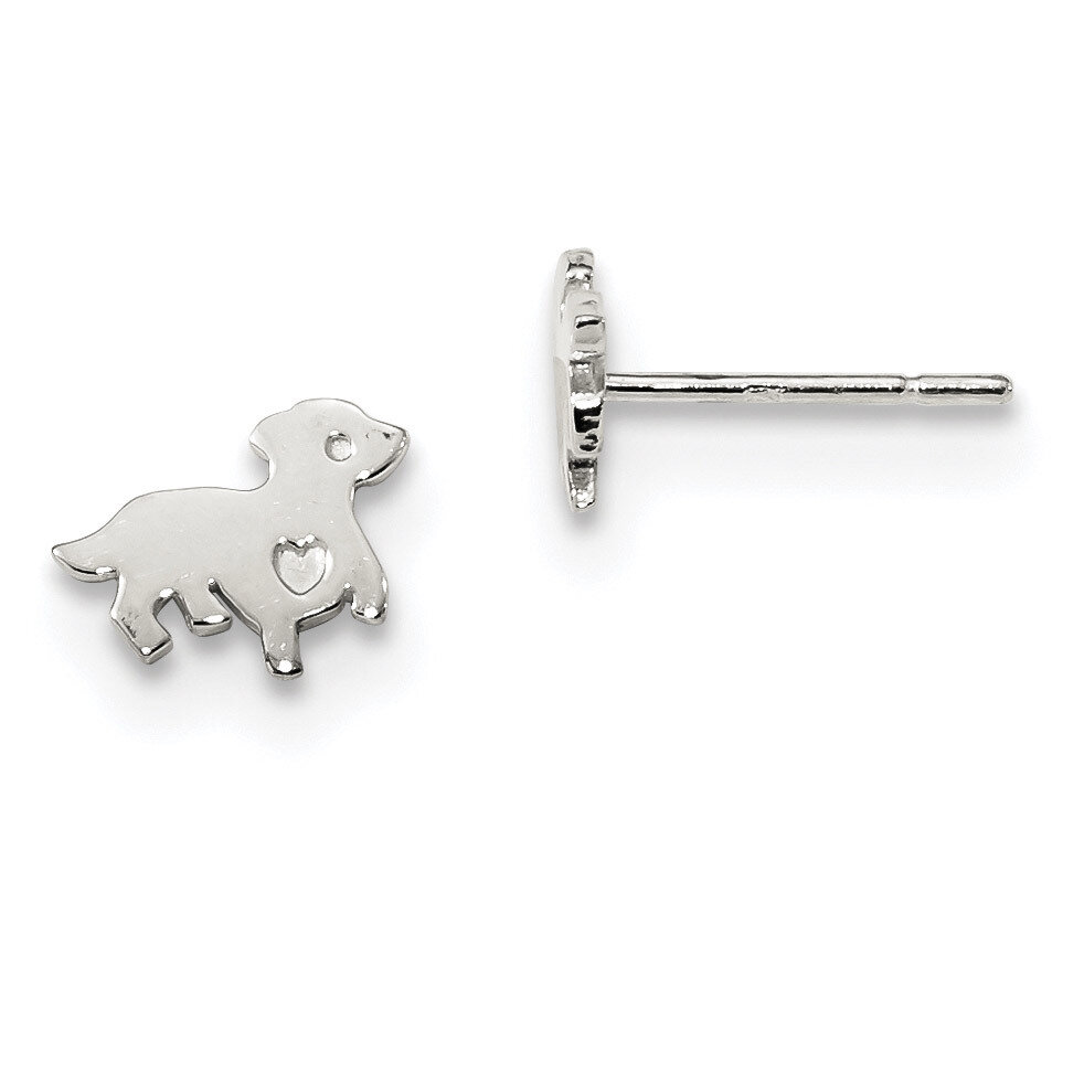 Dog Post Earrings Sterling Silver Polished QE13358, MPN: QE13358, 191101233920