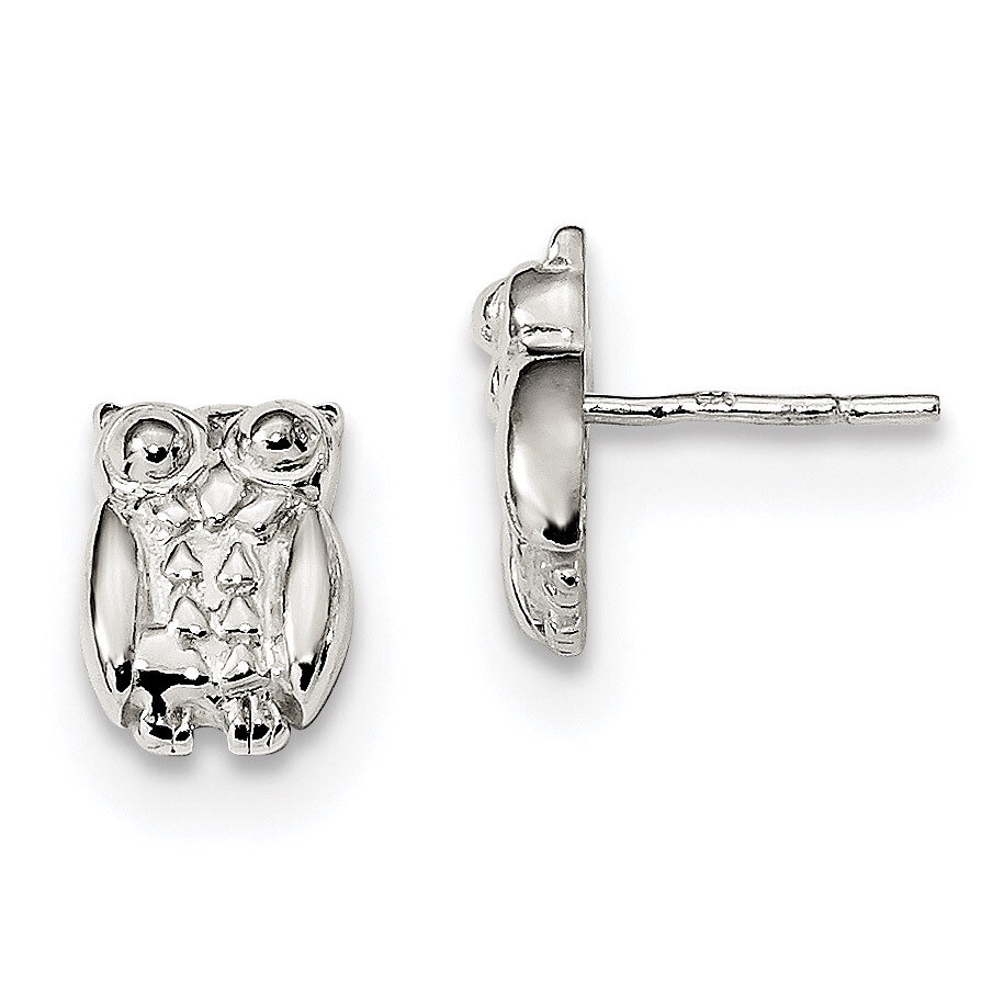 Owl Post Earrings Sterling Silver Polished QE13362, MPN: QE13362, 191101233357