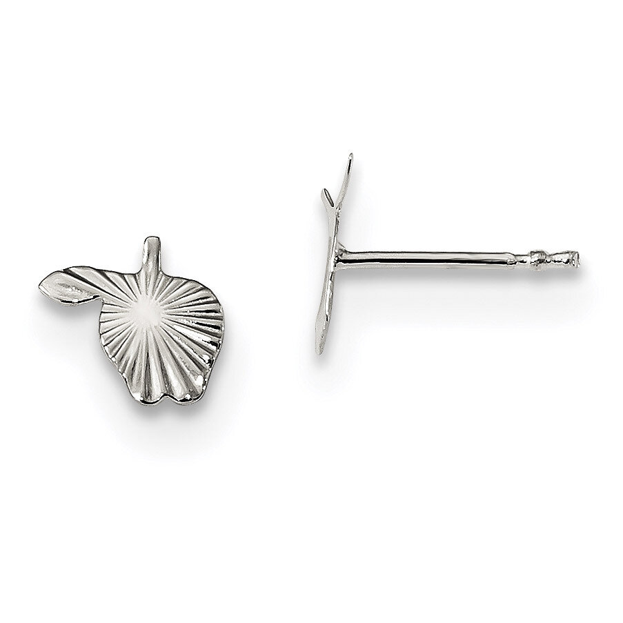 Apple Post Earrings Sterling Silver Diamond Cut QE13372