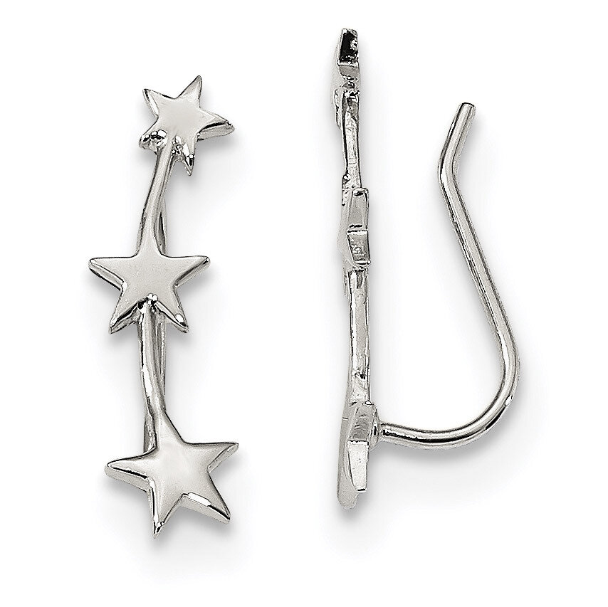 Star Ear Climber Earrings Sterling Silver Rhodium-plated QE13385