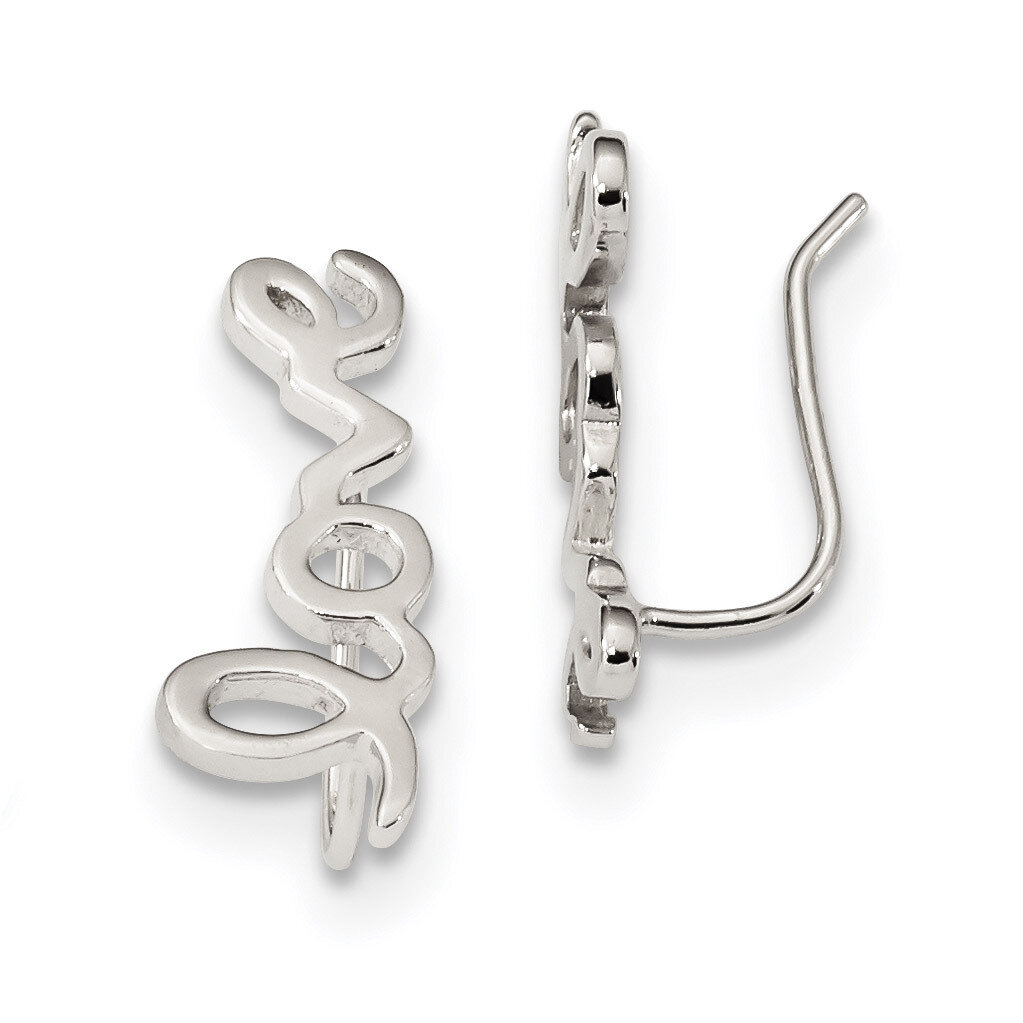 Love Ear Climber Earrings Sterling Silver Rhodium-plated QE13450