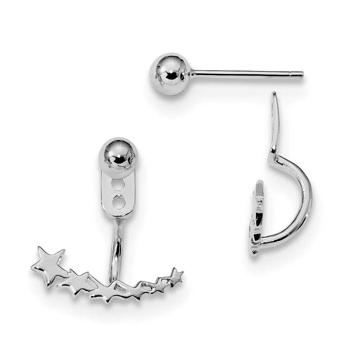 Front &amp; Back Star Post Earrings Sterling Silver Rhodium-plated QE13462, MPN: QE13462, 191101235566