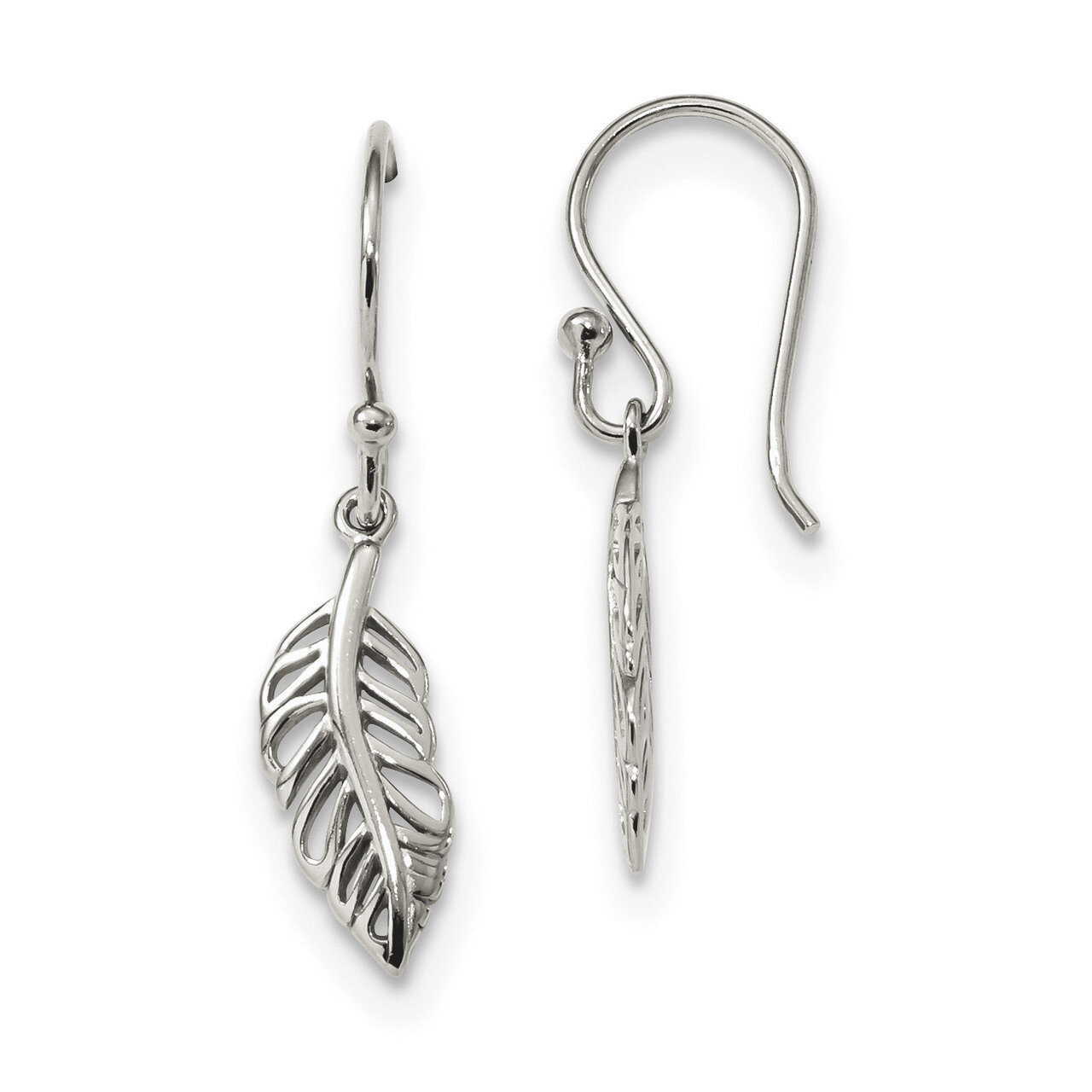 Leaf Dangle Earrings Sterling Silver QE13484