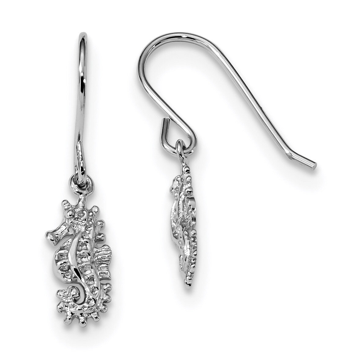 Seahorse Dangle Earrings Sterling Silver Rhodium-plated Polished QE13516, MPN: QE13516,