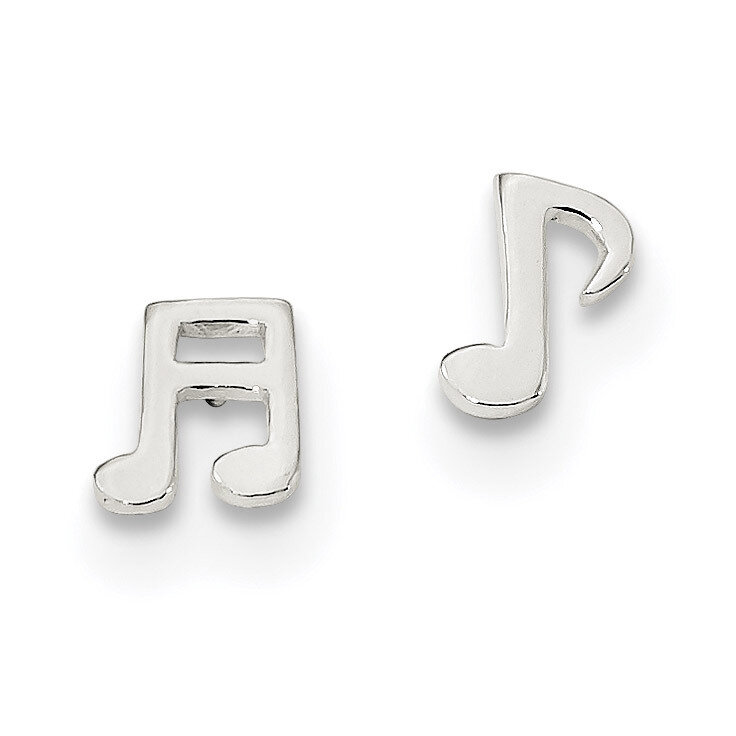 Left and Right Music Notes Post Earrings Sterling Silver Polished QE13541, MPN: QE13541, 1911012360…