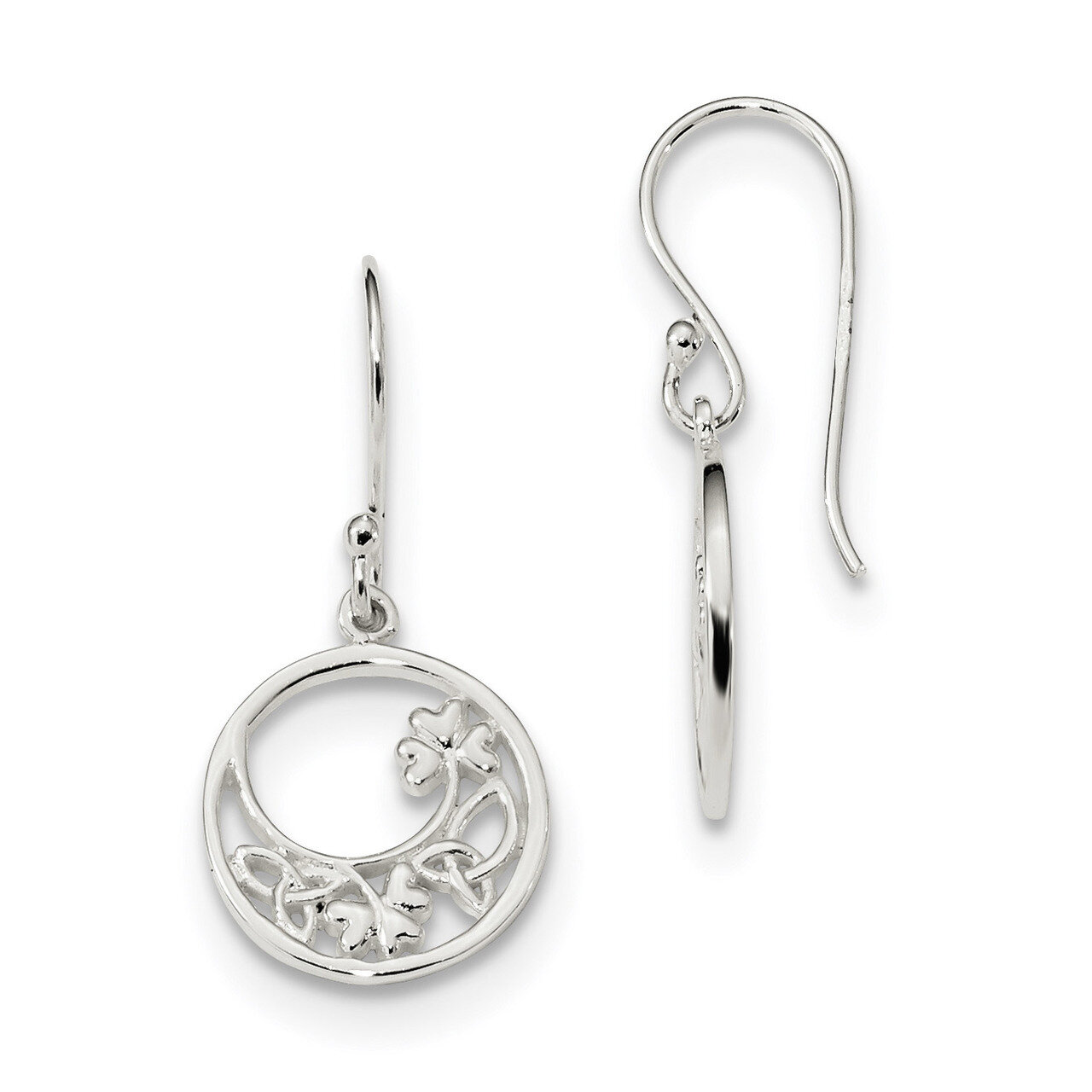 Circle Clover & Celtic Knot Dangle Earrings Sterling Silver QE13567