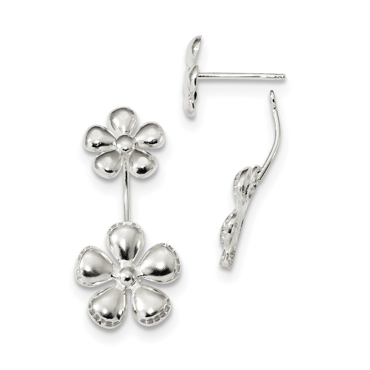 Front &amp; Back Polished Flower Earrings Sterling Silver QE13570, MPN: QE13570, 191101235603