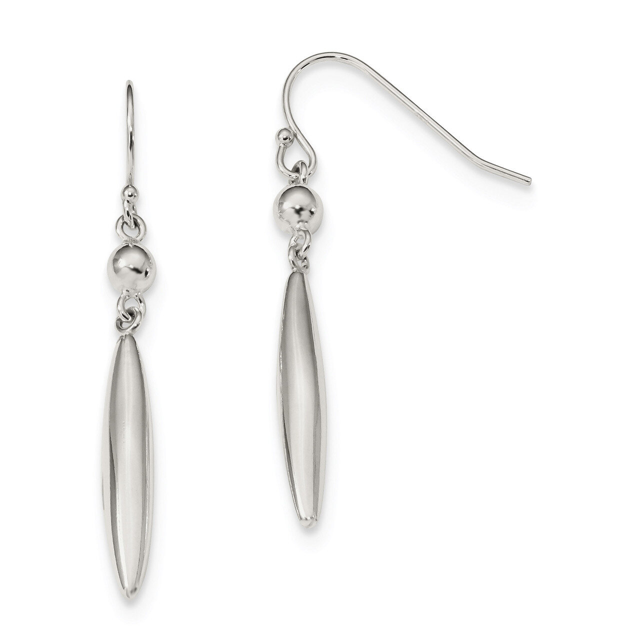 Dangle Shepherd Hook Earrings Sterling Silver Polished QE13596, MPN: QE13596, 191101233746