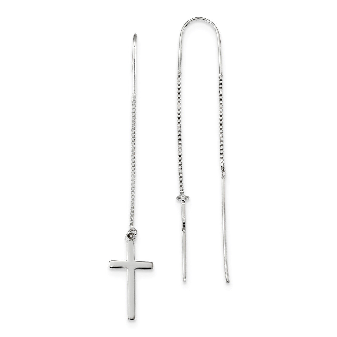 Cross Threader Earrings Sterling Silver QE13600, MPN: QE13600, 723252881790