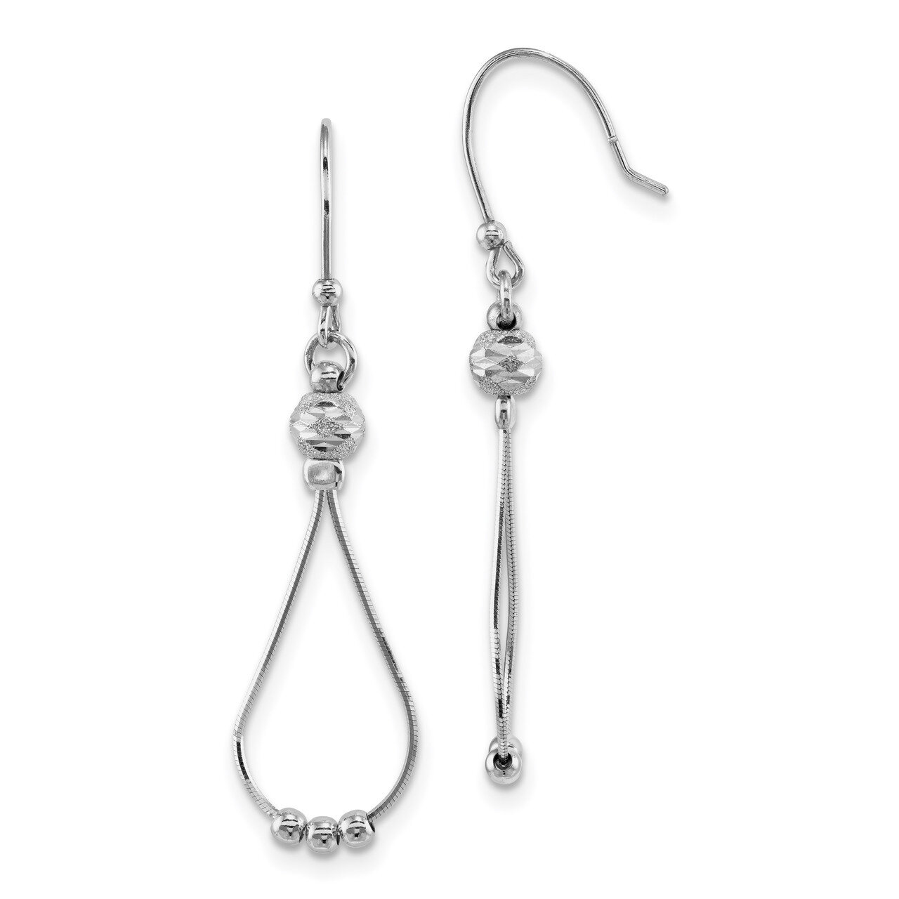 Diamond-cut Dangle Beaded Earrings Sterling Silver Rhodium-plated QE13607, MPN: QE13607, 1911012323…