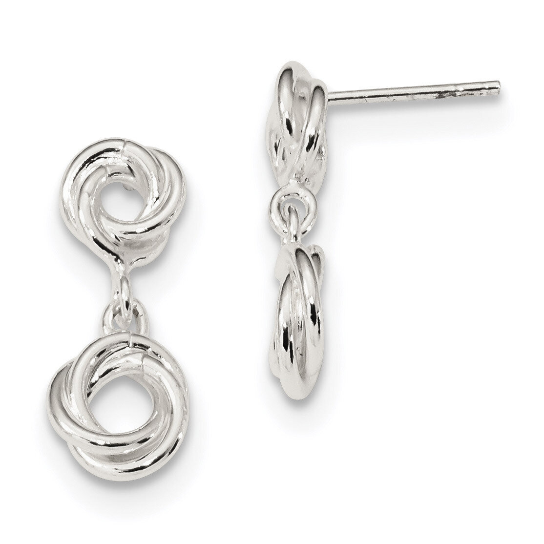 Knot Polished Dangle Earrings Sterling Silver QE13632