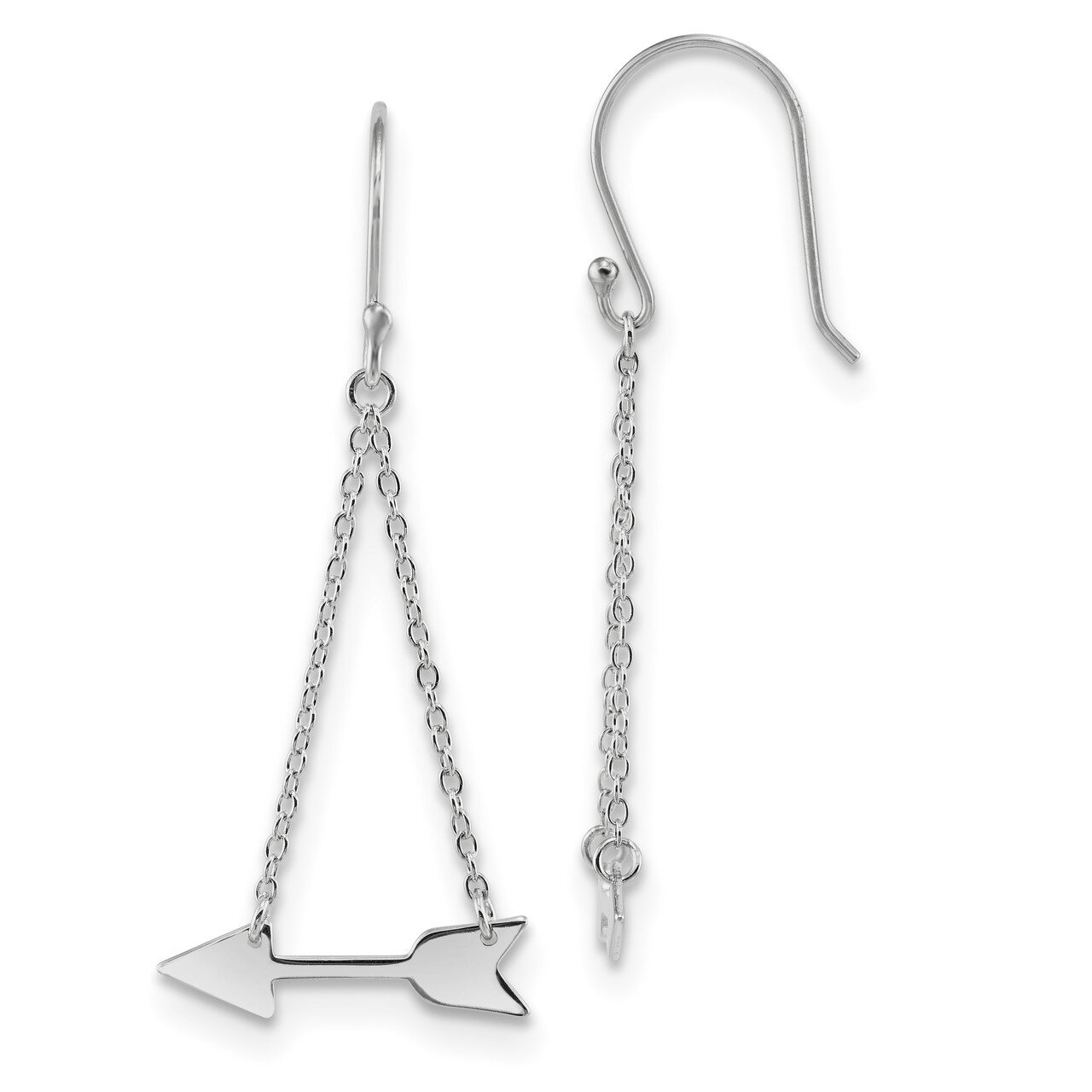Double Chain Arrow Dangle Earrings Sterling Silver Rhodium-plated QE13656, MPN: QE13656, 1911010029…