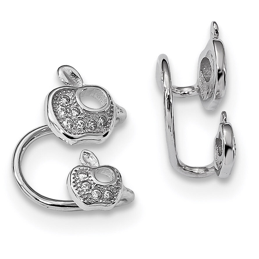 CZ Diamond Double Apple Left Cuff Earring Sterling Silver Rhodium-plated QE13680, MPN: QE13680, 883…