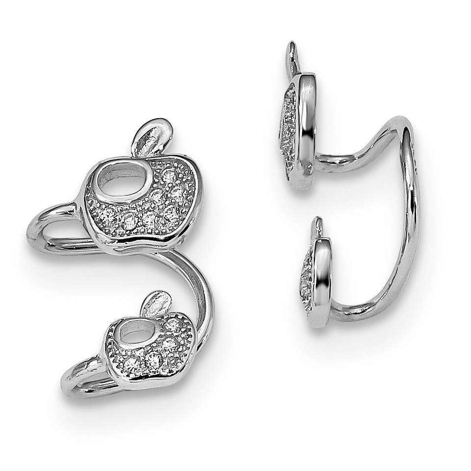 CZ Diamond Double Apple Right Cuff Earring Sterling Silver Rhodium-plated QE13681, MPN: QE13681, 88…