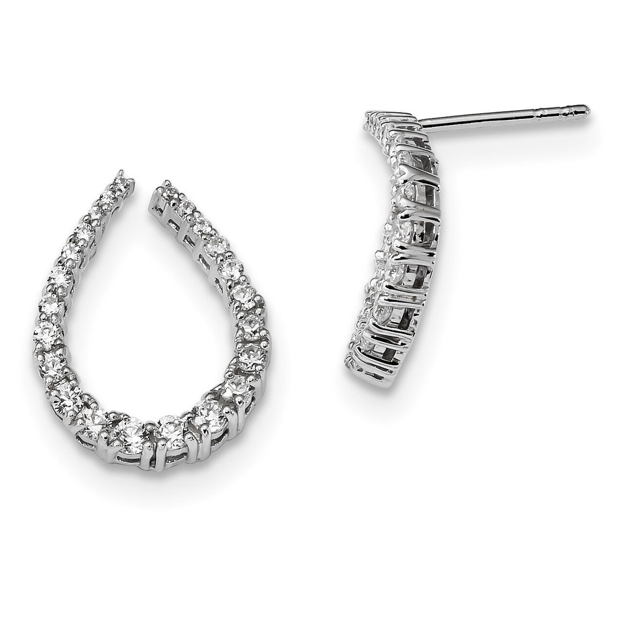CZ Diamond Post Earrings Sterling Silver Rhodium-plated QE13723, MPN: QE13723,