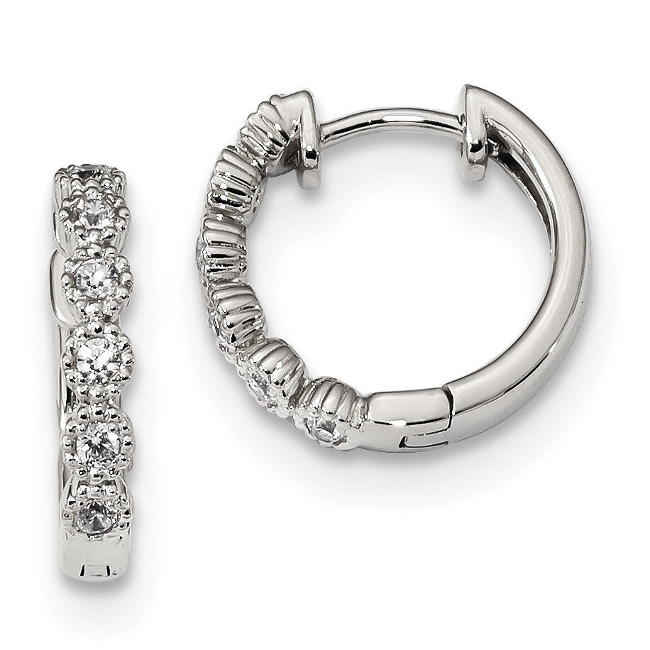 CZ Diamond Hinged Hoop Earrings Sterling Silver QE13736, MPN: QE13736, 883957992365