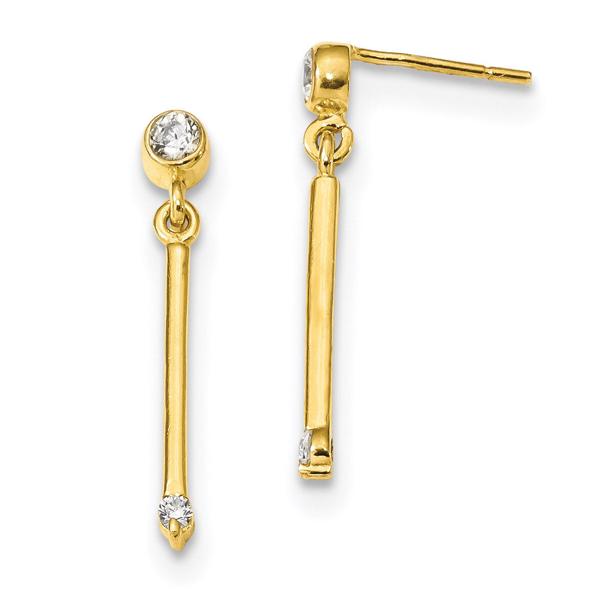 CZ Diamond Post Dangle Earrings Sterling Silver Gold-Tone Polished QE13775, MPN: QE13775, 886774092…