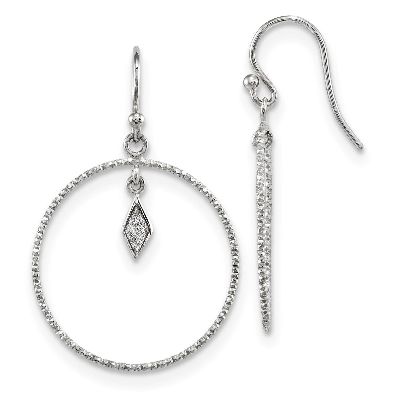 Glitter Enamel Diamond-cut Earring Sterling Silver Rhodium QE13776