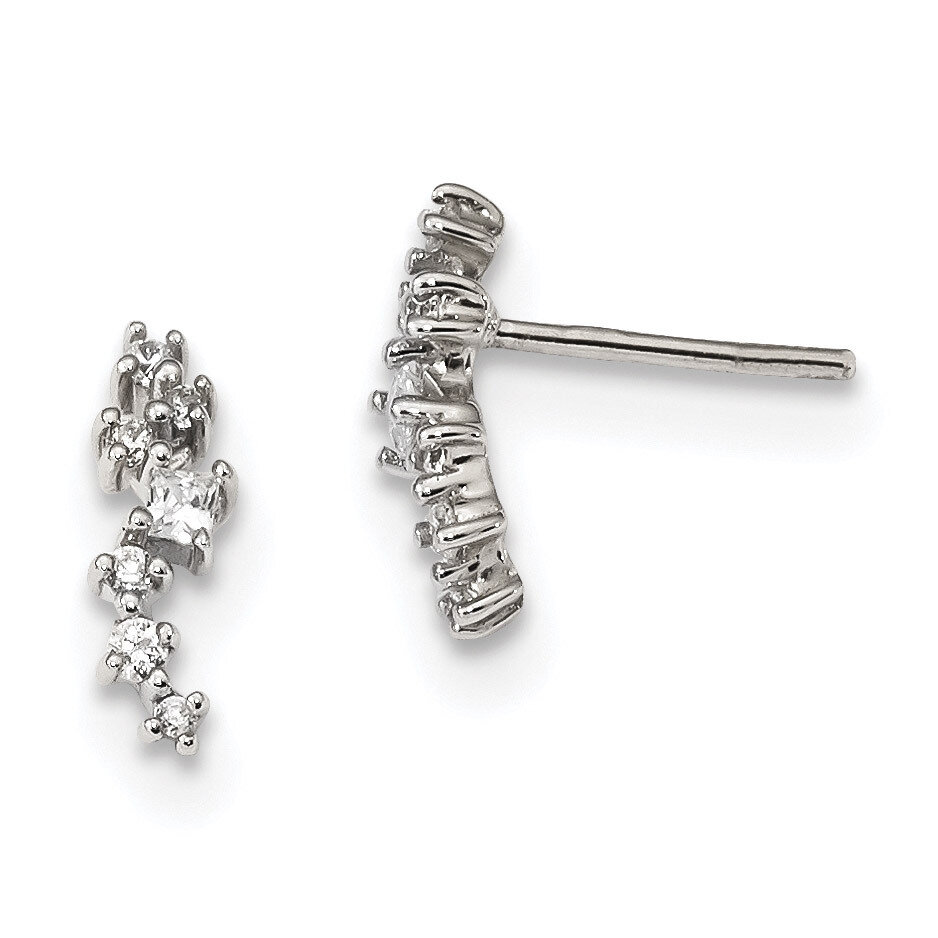 CZ Diamond Post Earrings Sterling Silver QE13783