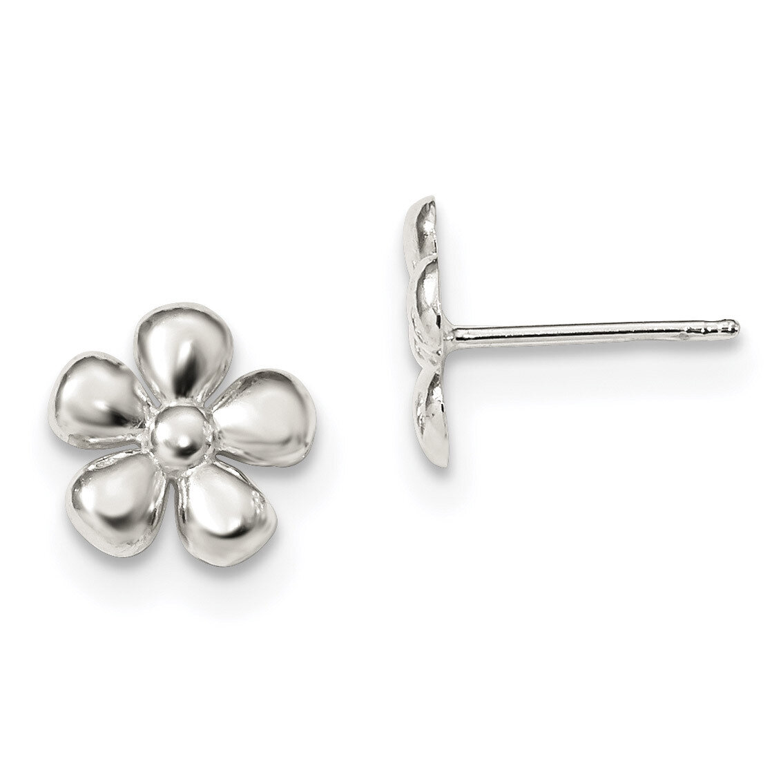 Flower Post Earrings Sterling Silver Polished QE13816, MPN: QE13816,