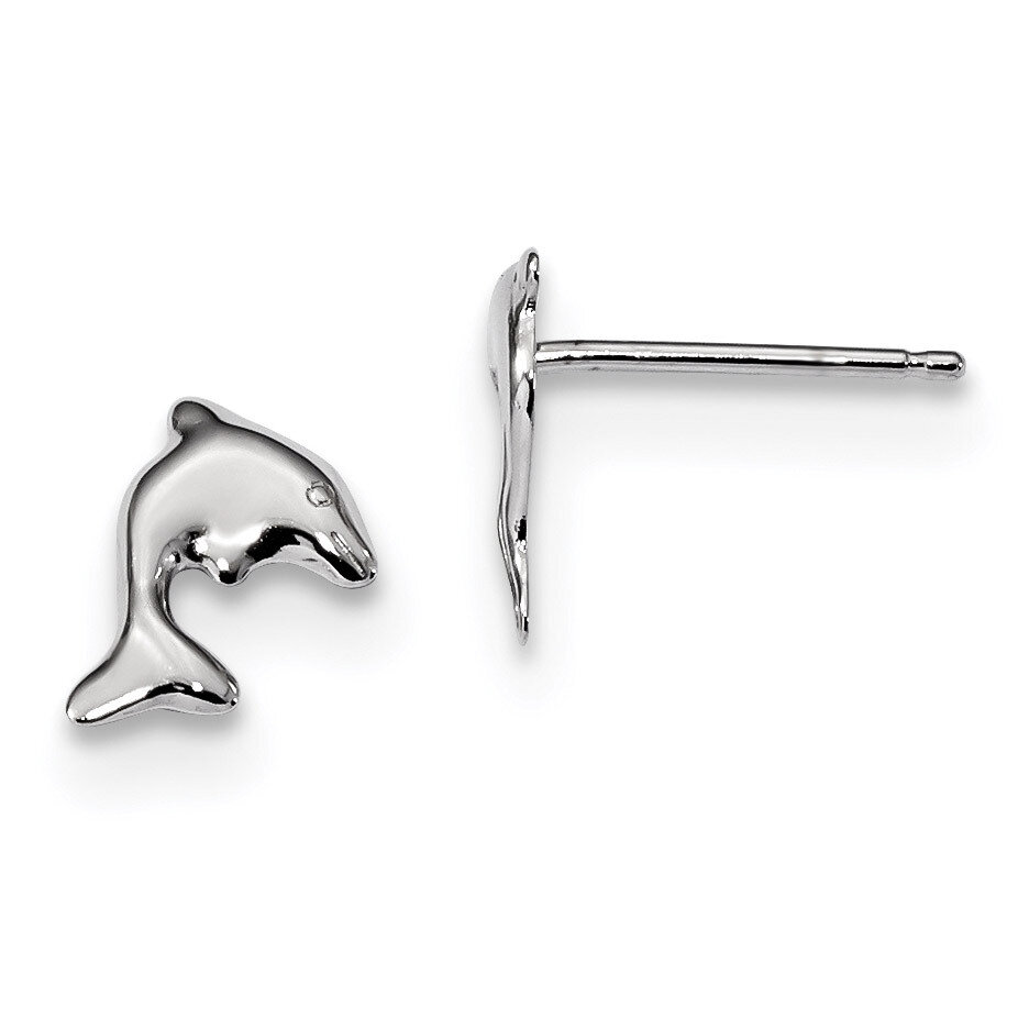 Dolphin Stud Earrings Sterling Silver Rhodium-plated QE13825, MPN: QE13825, 883957949543