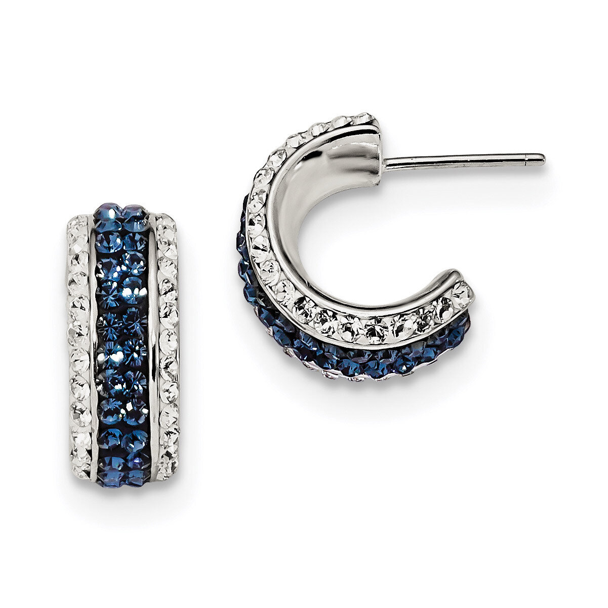 White Blue Crystal &amp; Resin Hoop Earringss Sterling Silver QE13937, MPN: QE13937, 716838211593