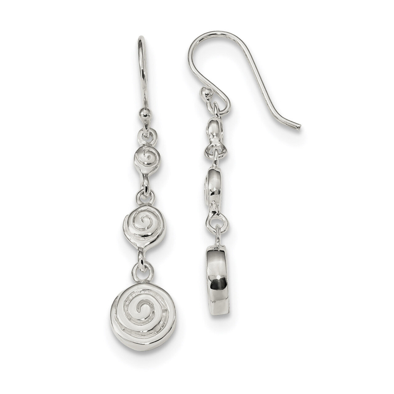 Spiral Shepherd Hook Earrings Sterling Silver QE13973, MPN: QE13973,