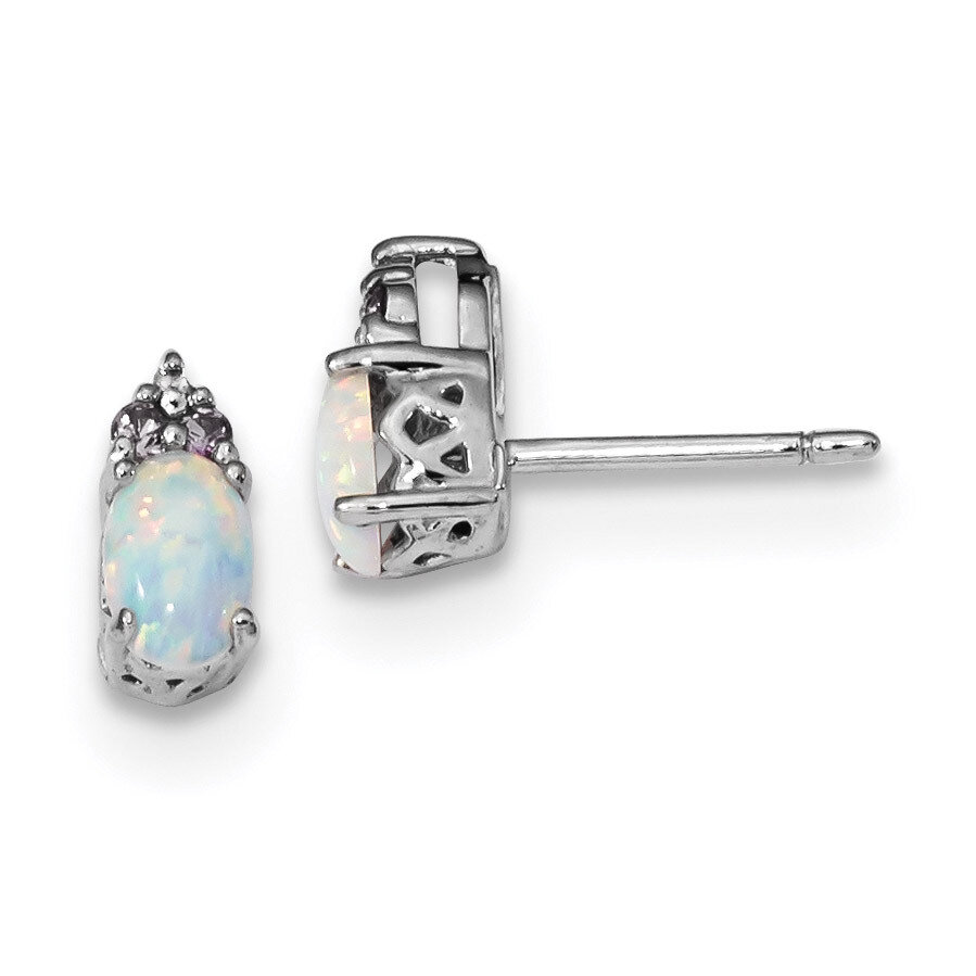 Diamond Pink Sapp Simulated Opal Earrings Sterling Silver Rhodium QE13977, MPN: QE13977, 1911013120…
